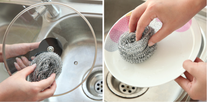 Esponja de la limpieza del plato del alambre inoxidable, esponja fuerte del lavaplatos de la absorción de agua