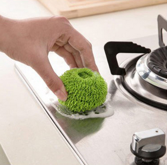 Artículo respetuoso del medio ambiente del estropajo de la fibra de poliéster para la limpieza de la cocina